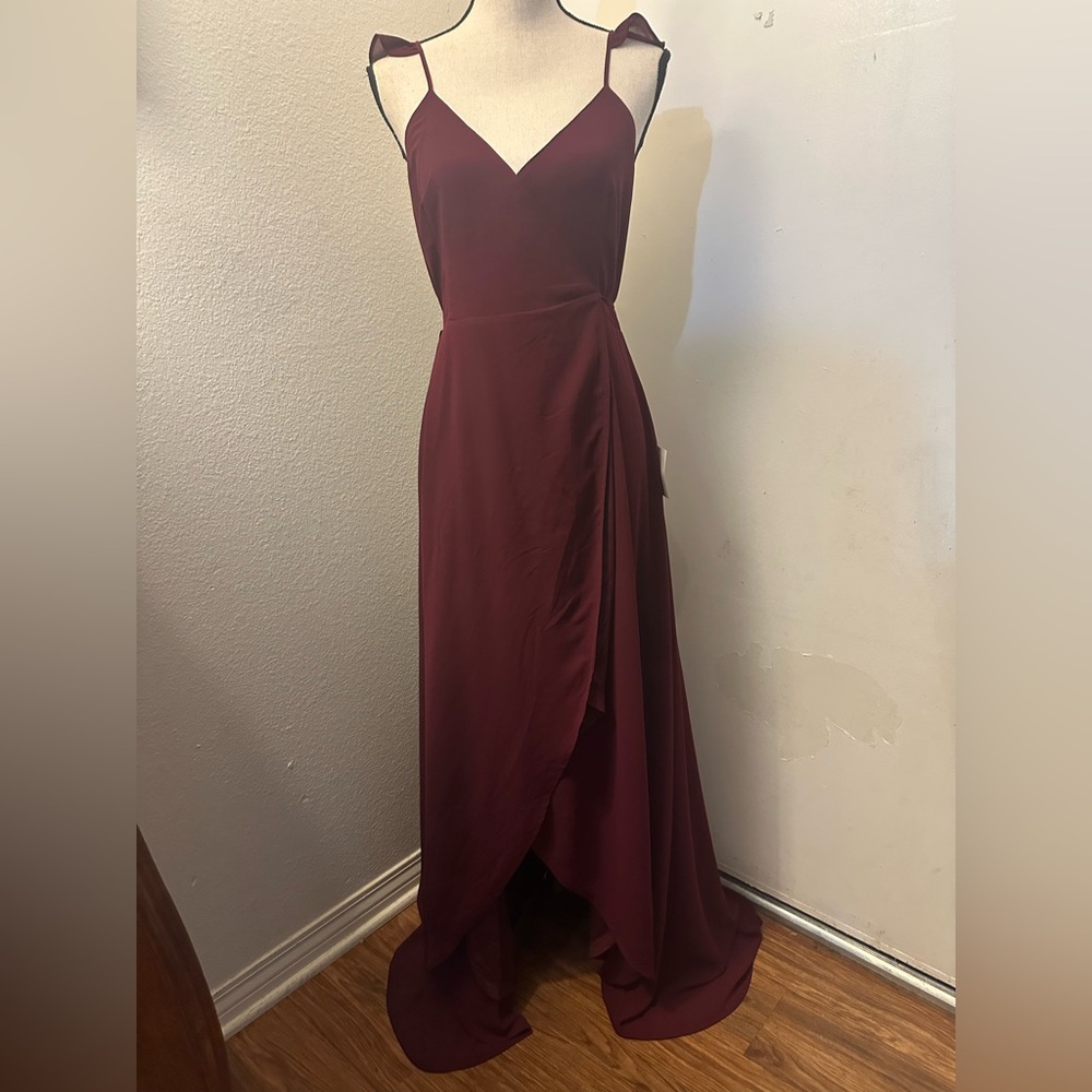 Lulu's Red Asymmetrical Wrap Gown
